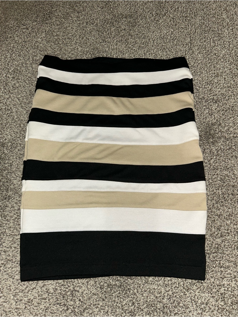 Maurices Black, White & Tan Striped Pencil Skirt